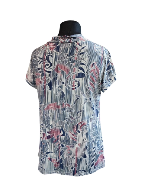 Bluzka z lejącym dekoltem woda z pastelowym mozaikowym wzorem